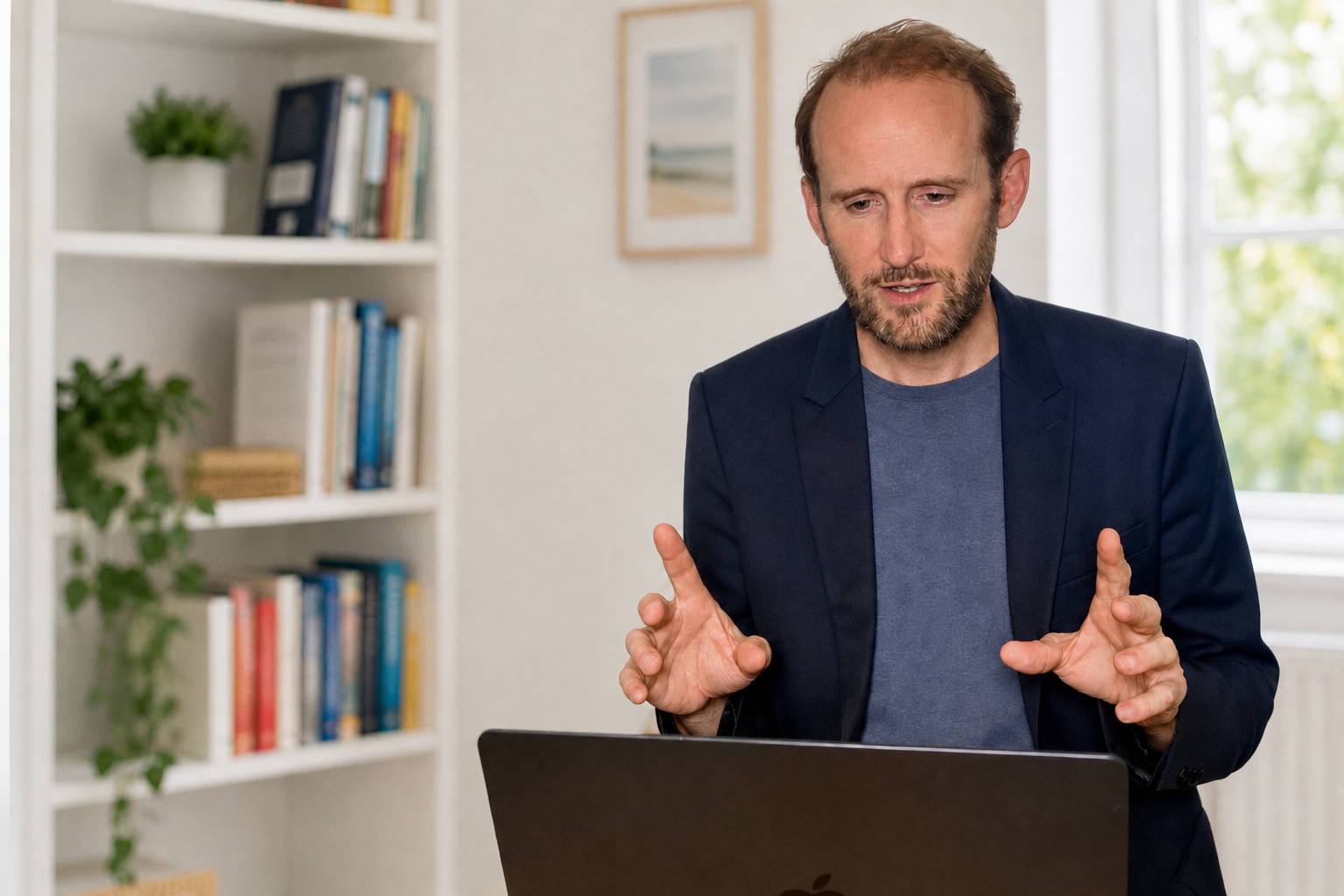 Tom Cordy a dar uma aula de inglês online